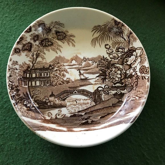 Antique Clarice Cliff TONQUIN  Brown Transferware small  5" bowl/plate - Picture 1 of 2